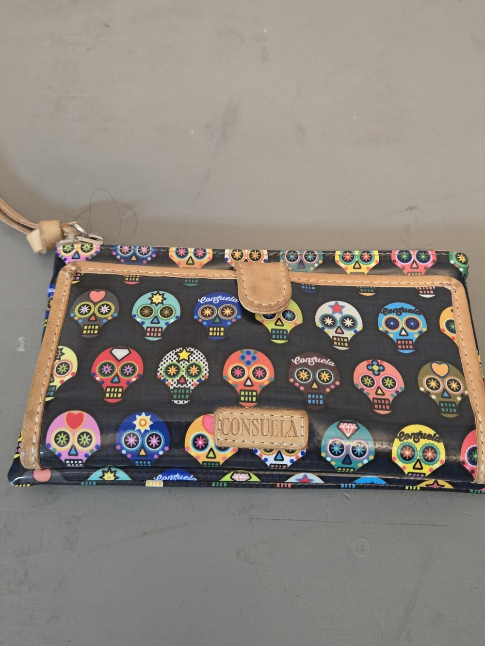 Consuela Multicolor Sugar Skull Wallet - Black